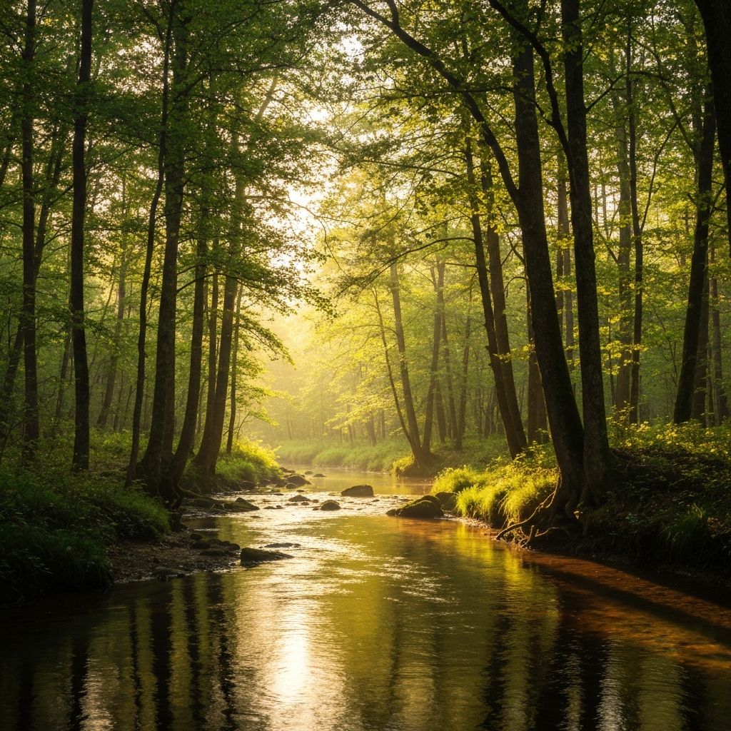 Tranquil natural landscape reflecting peace and wellness philosophy