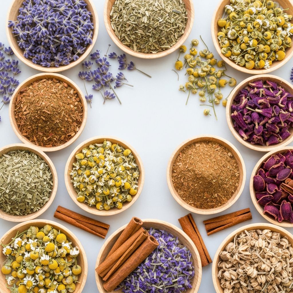 Dried medicinal herbs and natural ingredients